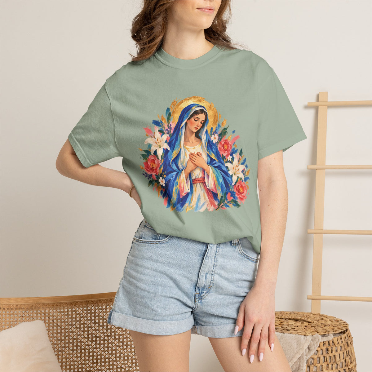 Our Lady Floral Comfort Colors® Tee