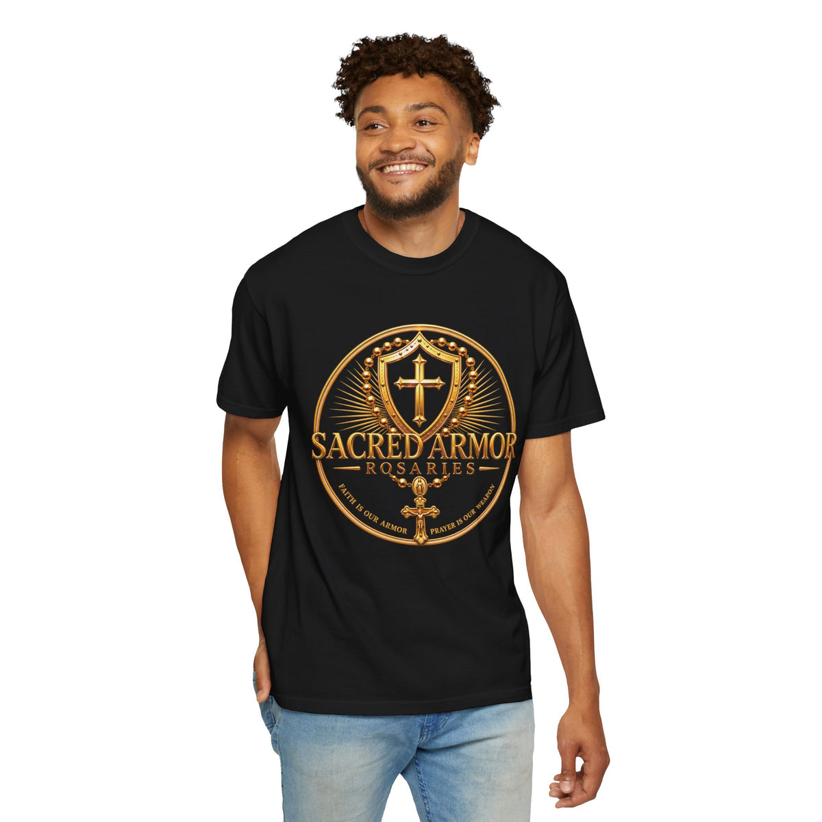 Sacred Armor Gold Catholic Comfort Colors Tee