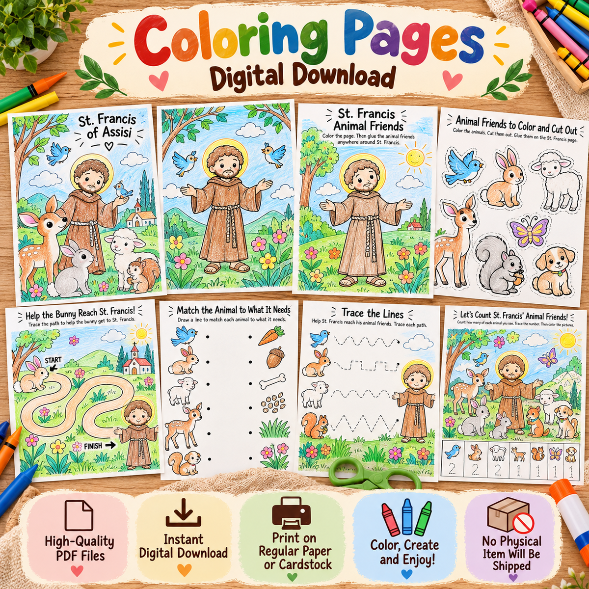 Little St. Francis preschool printable activity page preview