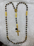 Full view black multicolor gold guided mystery rosary