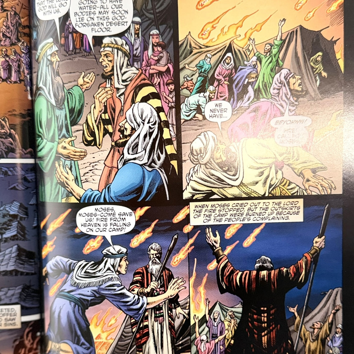 Exodus Christian comic book interior artwork featuring Moses and the Israelites