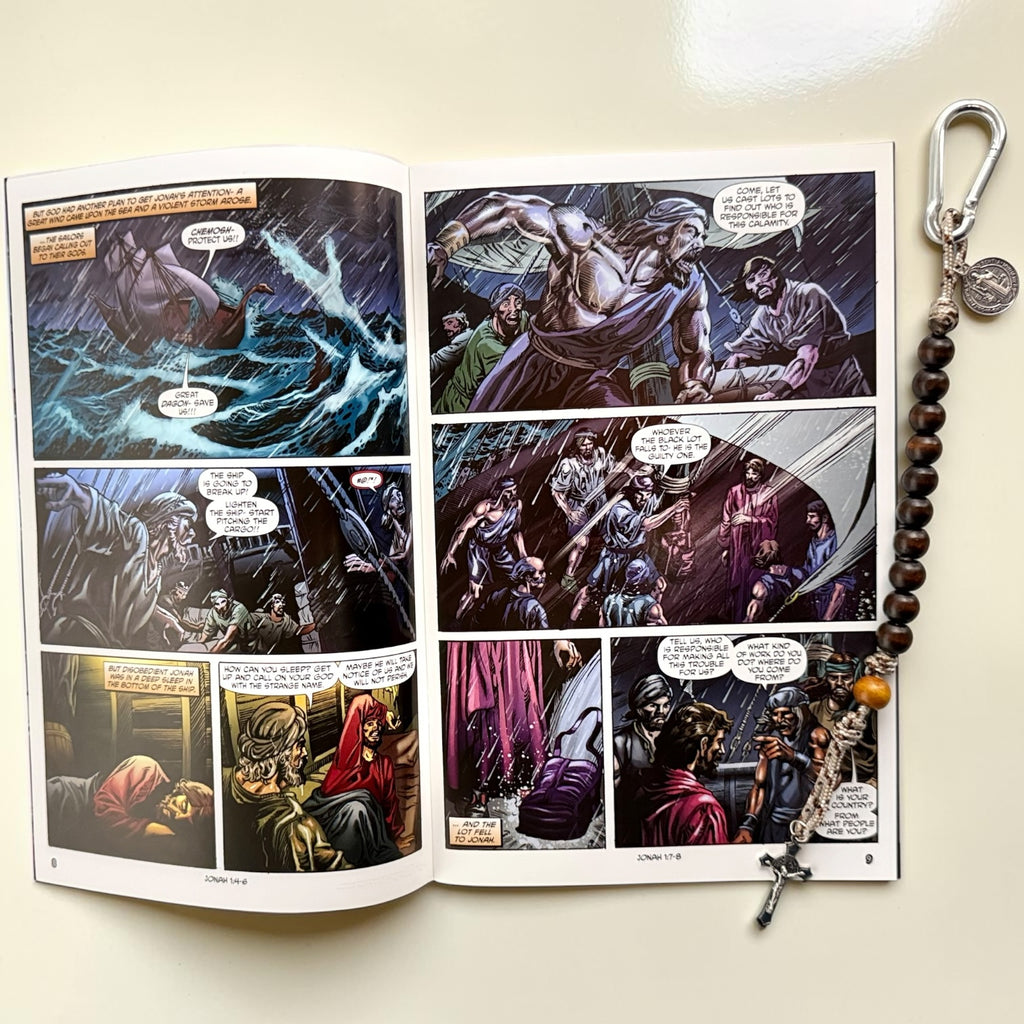 Jonah Christian comic book interior featuring the storm at sea