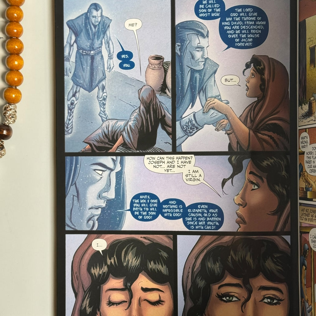 The Christ Volume 1 comic book interior featuring the Annunciation