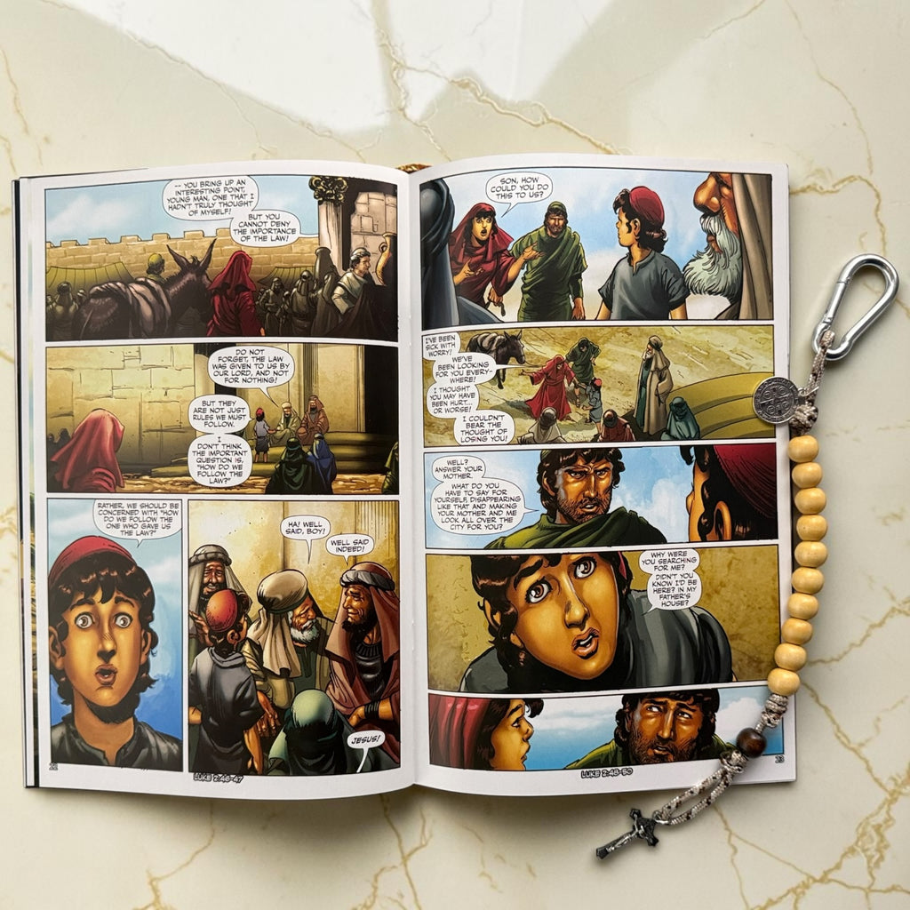 The Christ Volume 2 Christian comic book interior featuring Jesus as a young boy