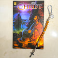 The Christ Volume 3 Christian comic book with wooden St. Benedict decade rosary and silver carabiner