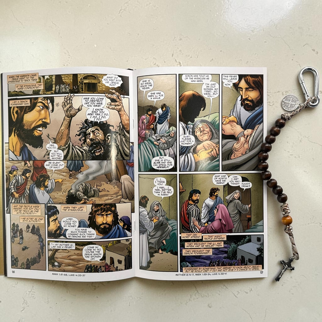 The Christ Volume 4 comic book interior featuring healings and the early ministry of Jesus