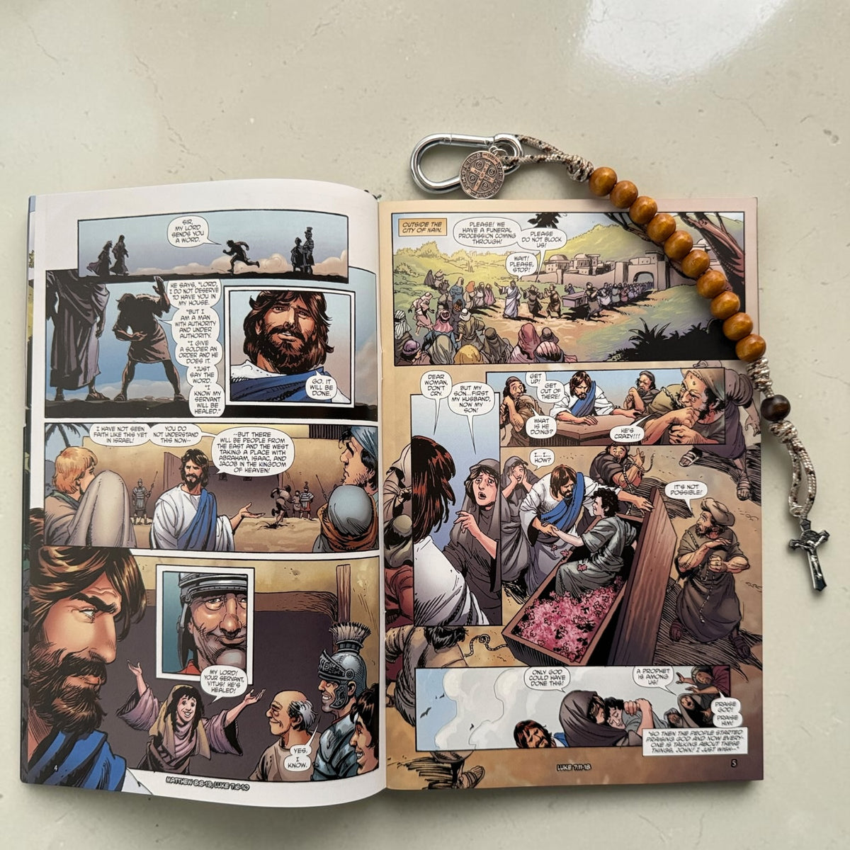 The Christ Volume 5 comic book interior featuring Jesus healing and teaching