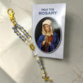 How to Pray the Rosary booklet with blue and white porcelain decade rosary gift set