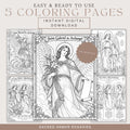Five Archangels printable coloring pages digital download bundle by Sacred Armor Rosaries