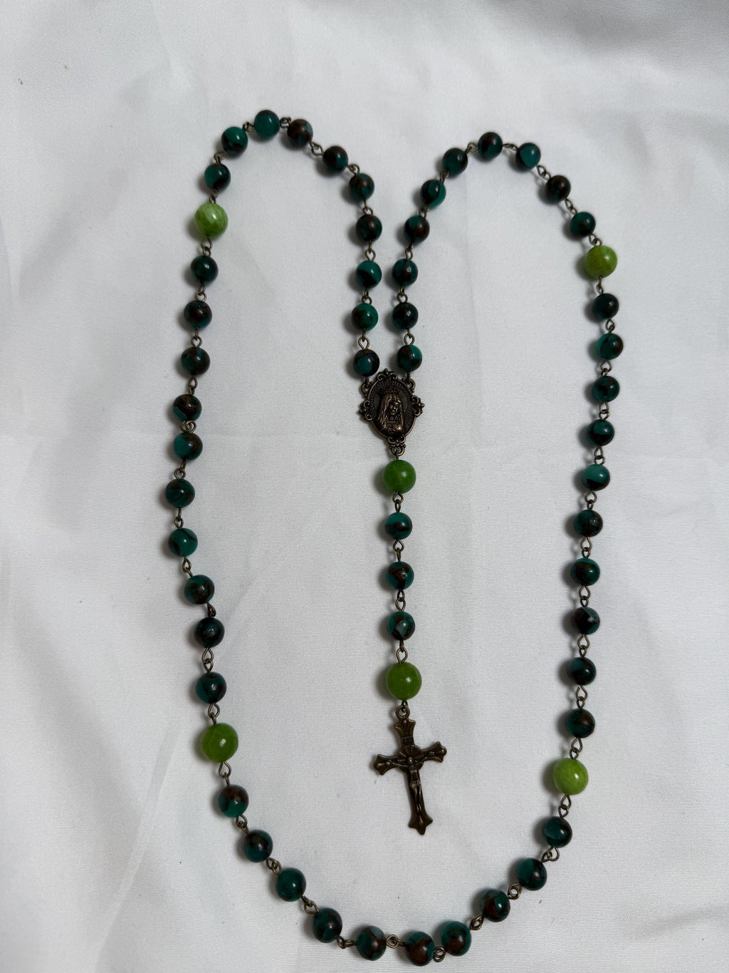 Jade Immaculate Heart Rosary detail view