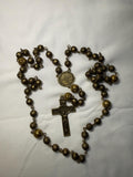 Antique Bronze 8mm Catholic Rosary with bronze crucifix and medal
