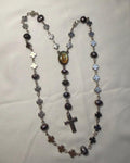 Silver Cross Beads and Black Pearl St. Michael Archangel Chaplet