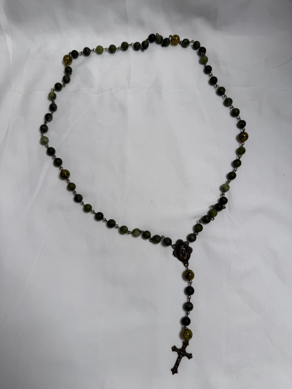Green Jade Immaculate Heart Rosary alternate view