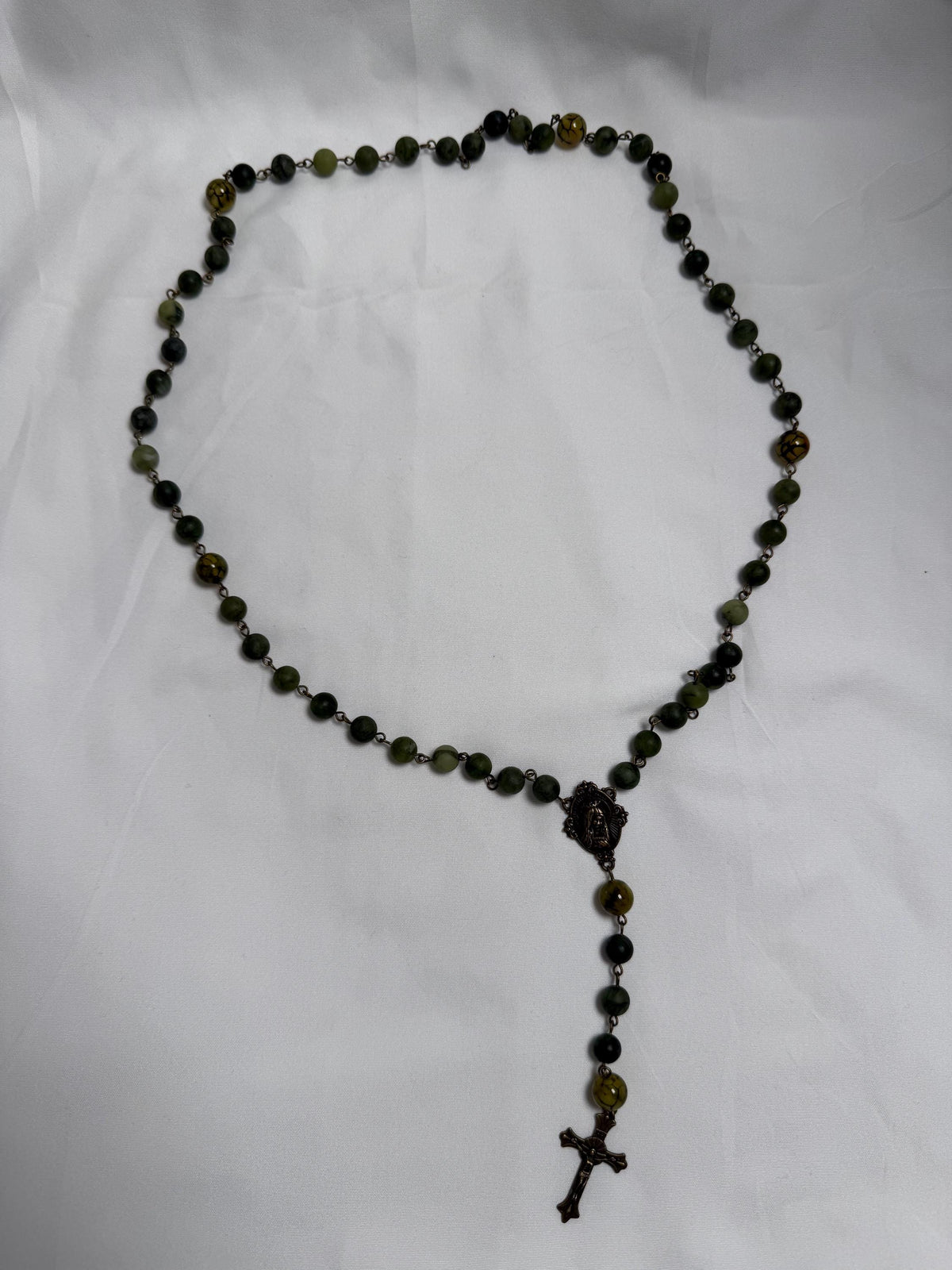 Green Jade Immaculate Heart Rosary alternate view