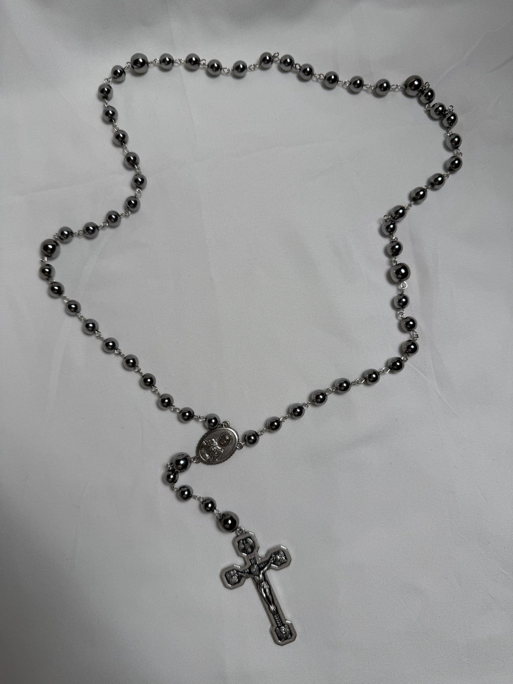 Black Hematite Stations of the Cross Rosary alternate view