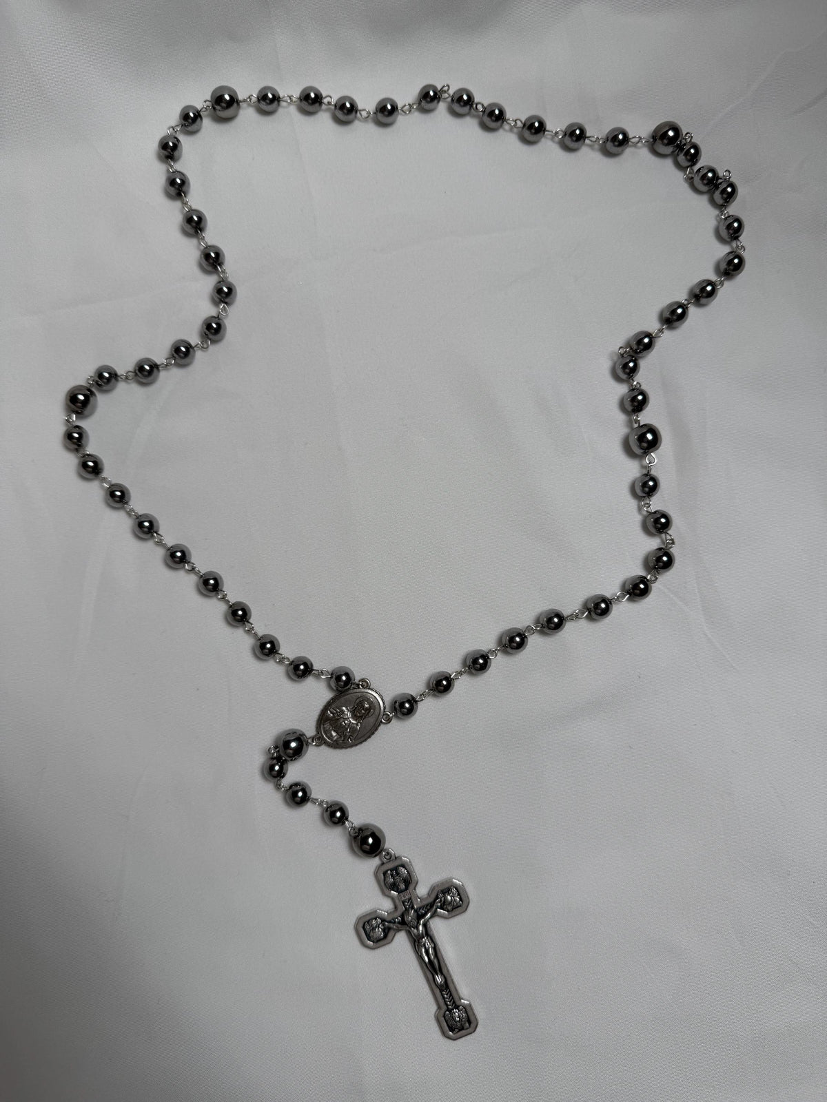 Black Hematite Stations of the Cross Rosary alternate view