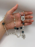 Clear Aurora Crystal St. Michael Rosary with Pardon Crucifix