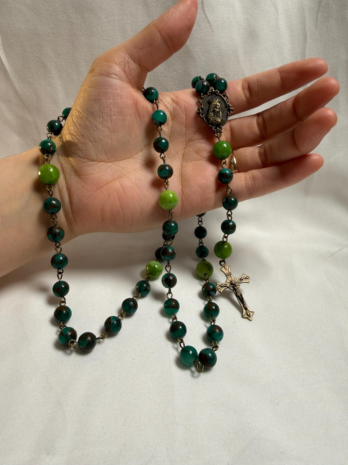 Jade Immaculate Heart Rosary alternate view