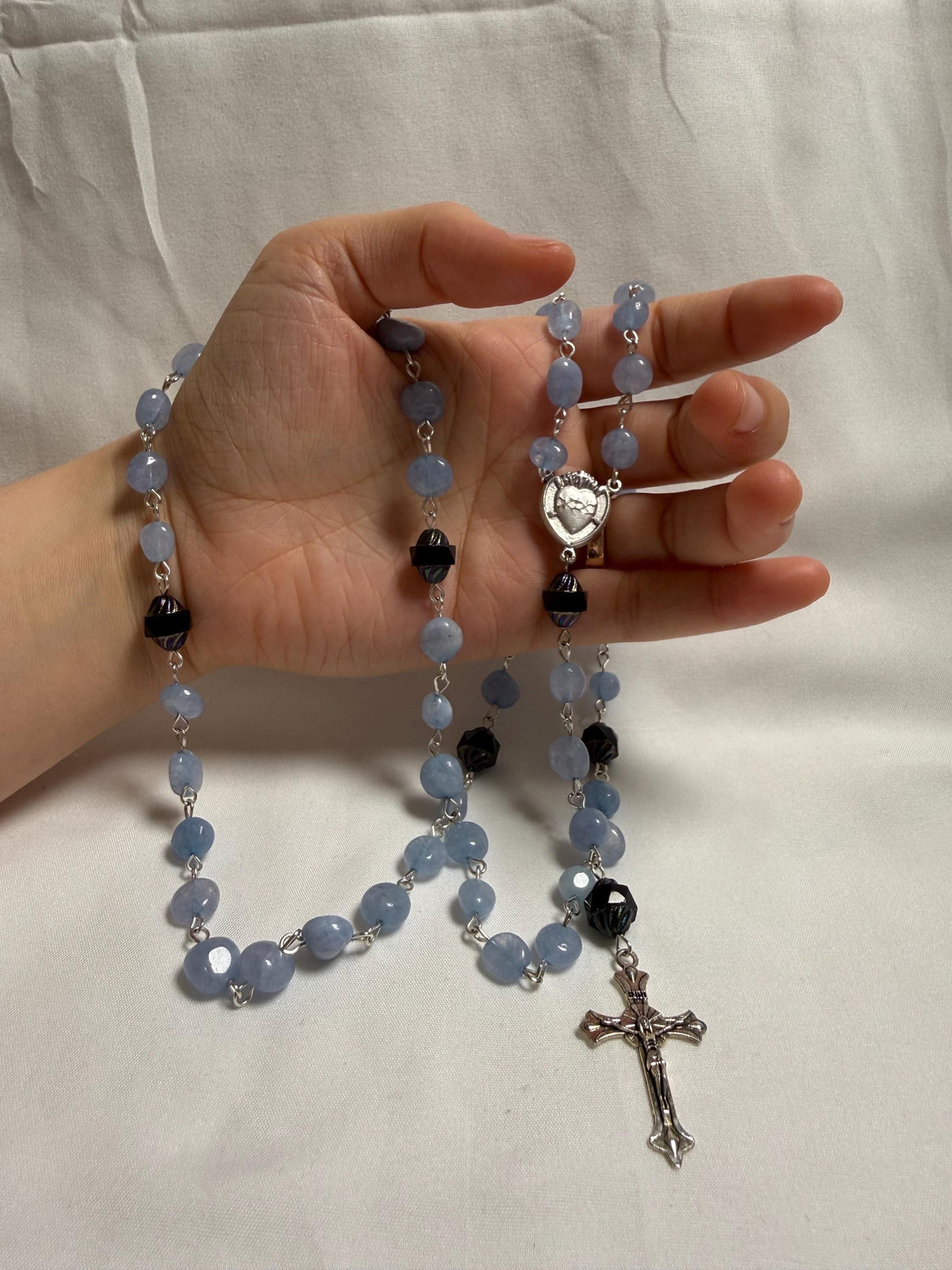 Light Blue Sacred Heart Rosary alternate view