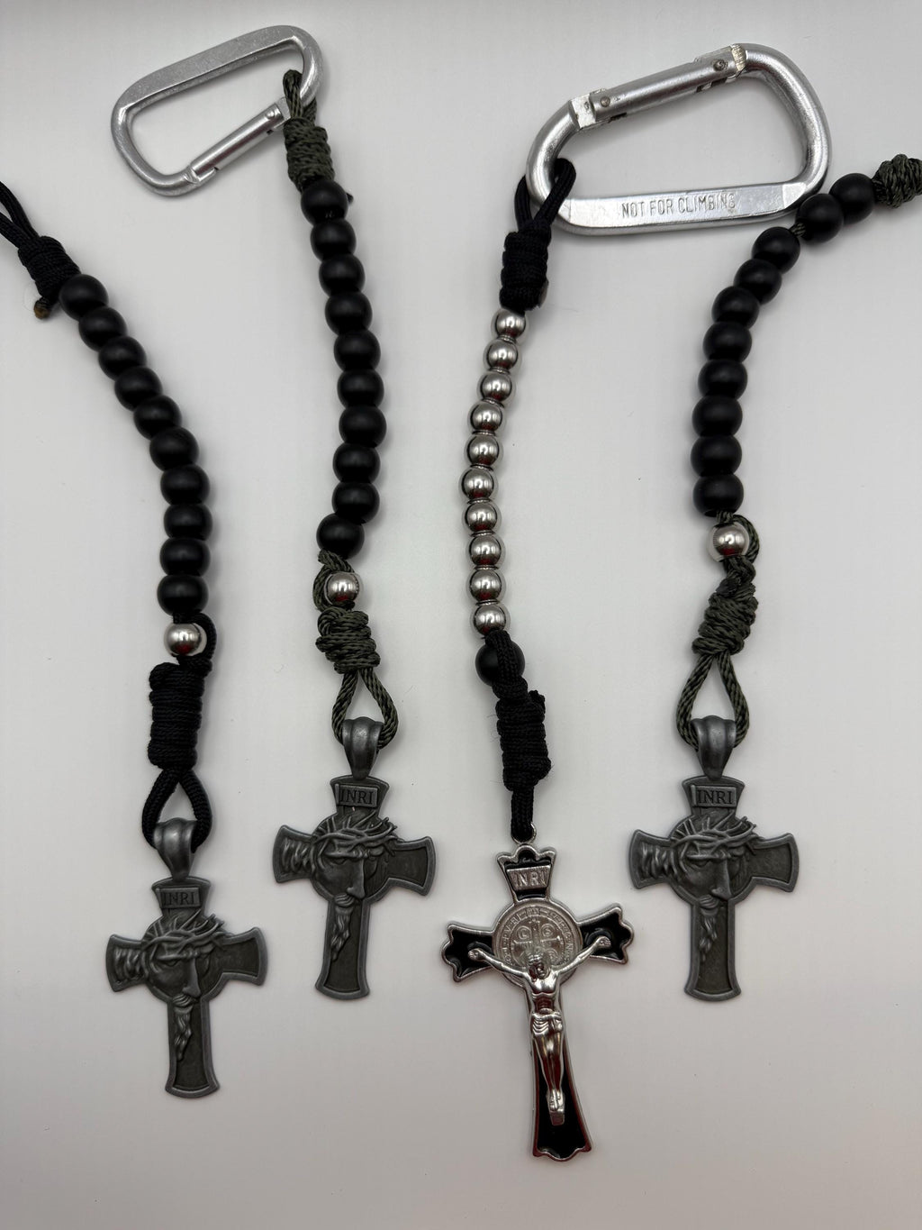 Custom tactical paracord decade rosary with carabiner and selectable beads
