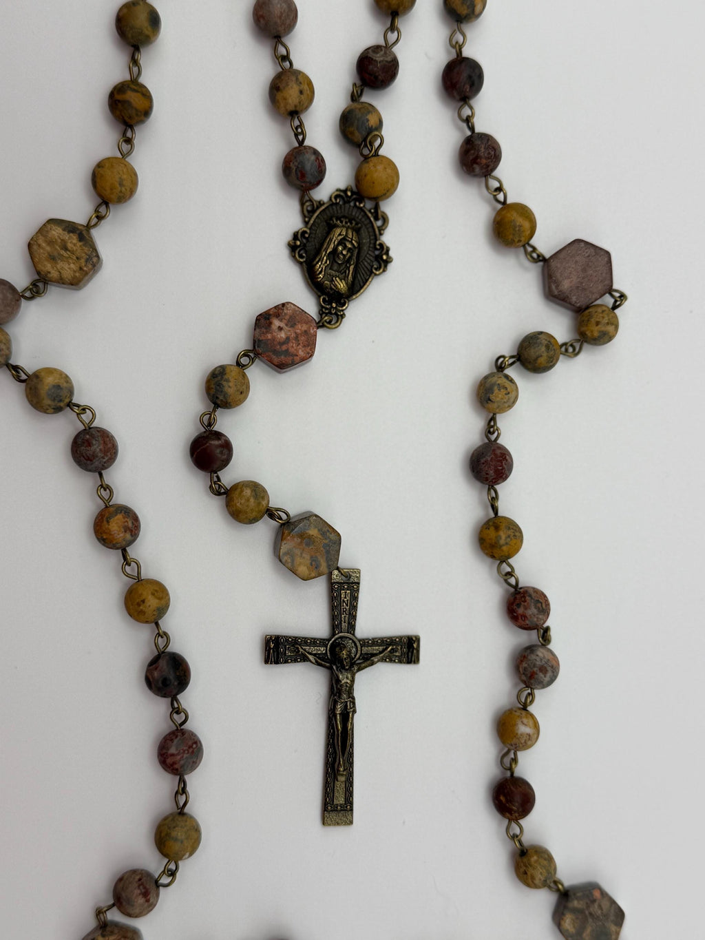 Earth-Tone Jasper Immaculate Heart Rosary additional view