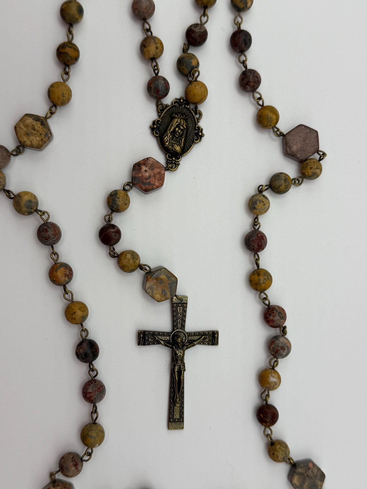 Earth-Tone Jasper Immaculate Heart Rosary additional view