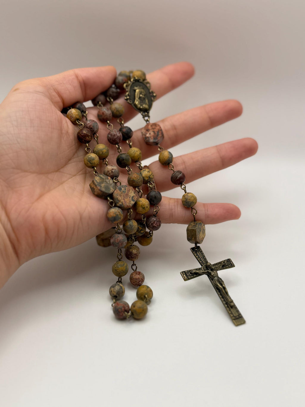 Earth-Tone Jasper Immaculate Heart Rosary alternate view