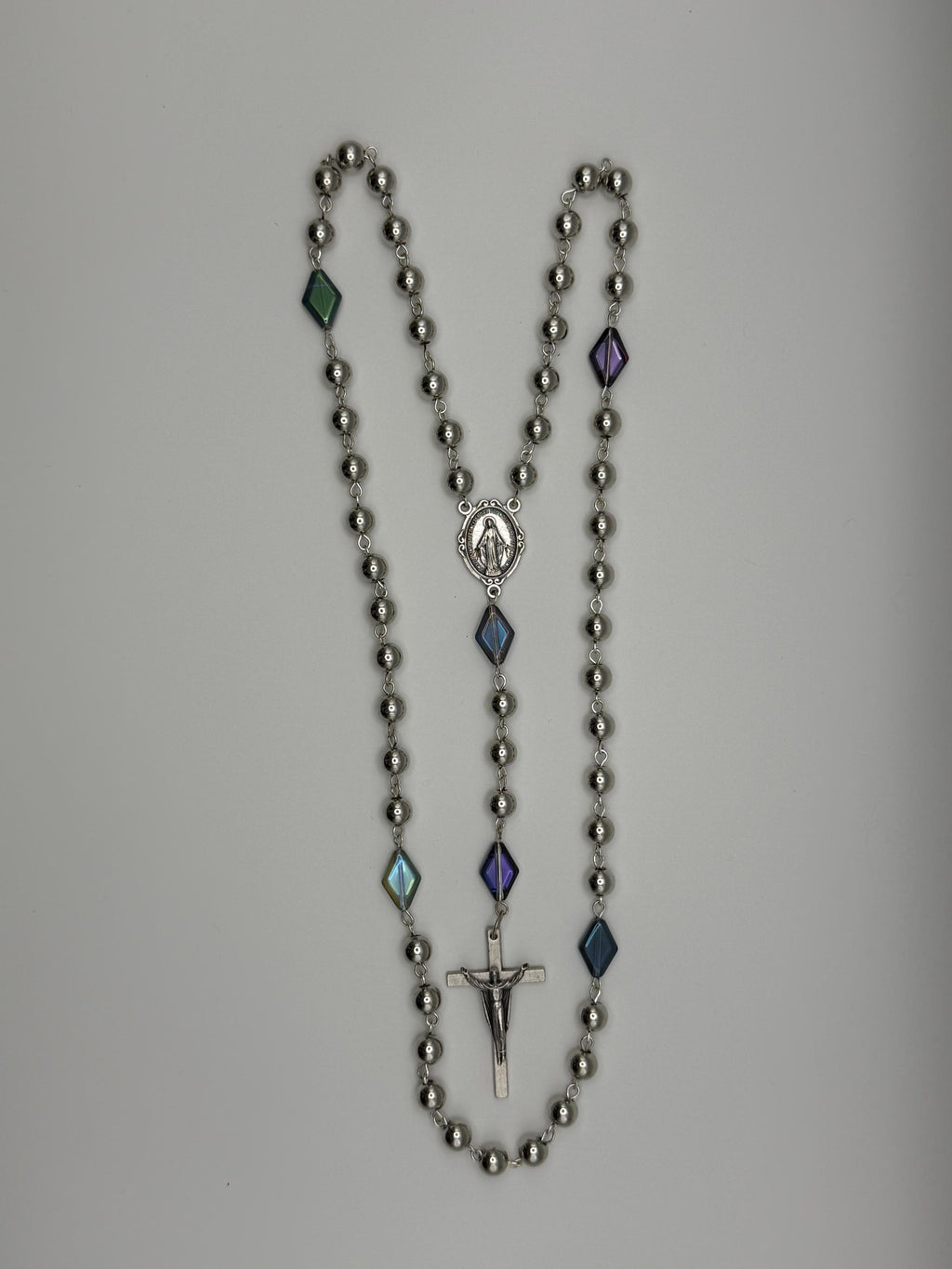 Silver Miraculous Medal Rosary alternate view