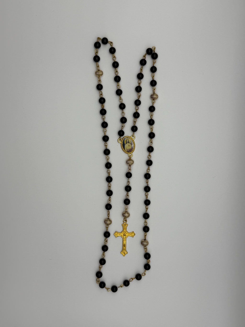 Black and Gold Sacred Heart Rosary alternate view