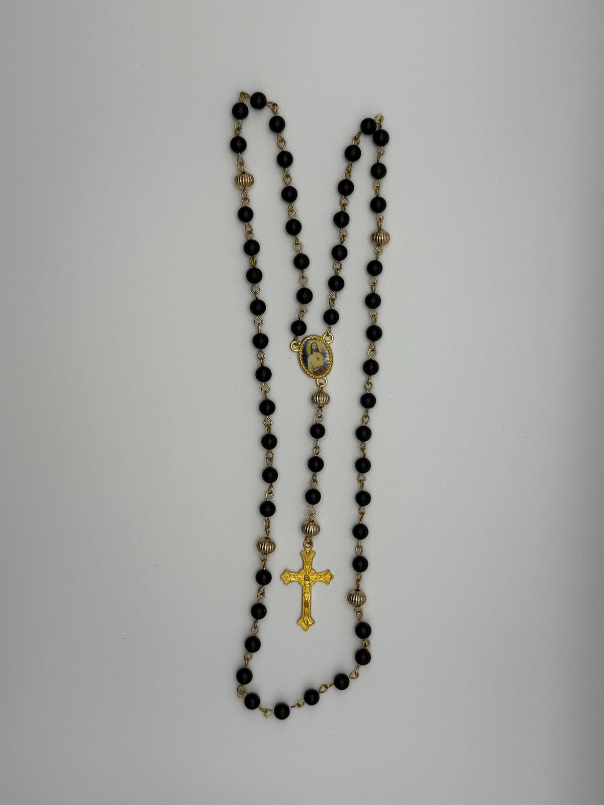 Black and Gold Sacred Heart Rosary alternate view
