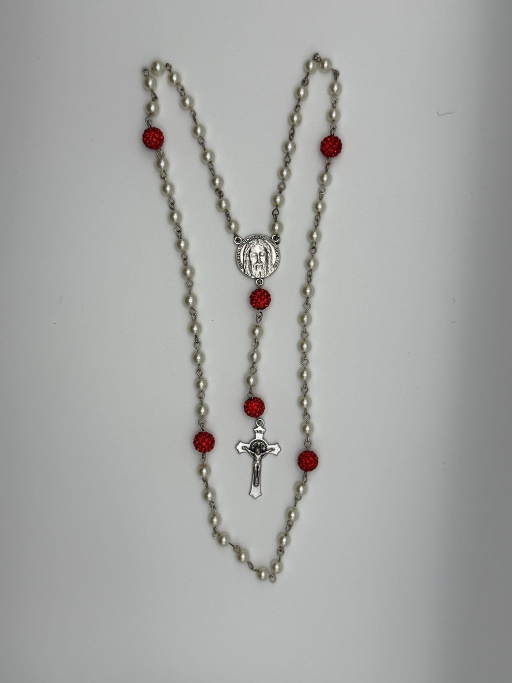 Holy Face Pearl Rosary alternate view