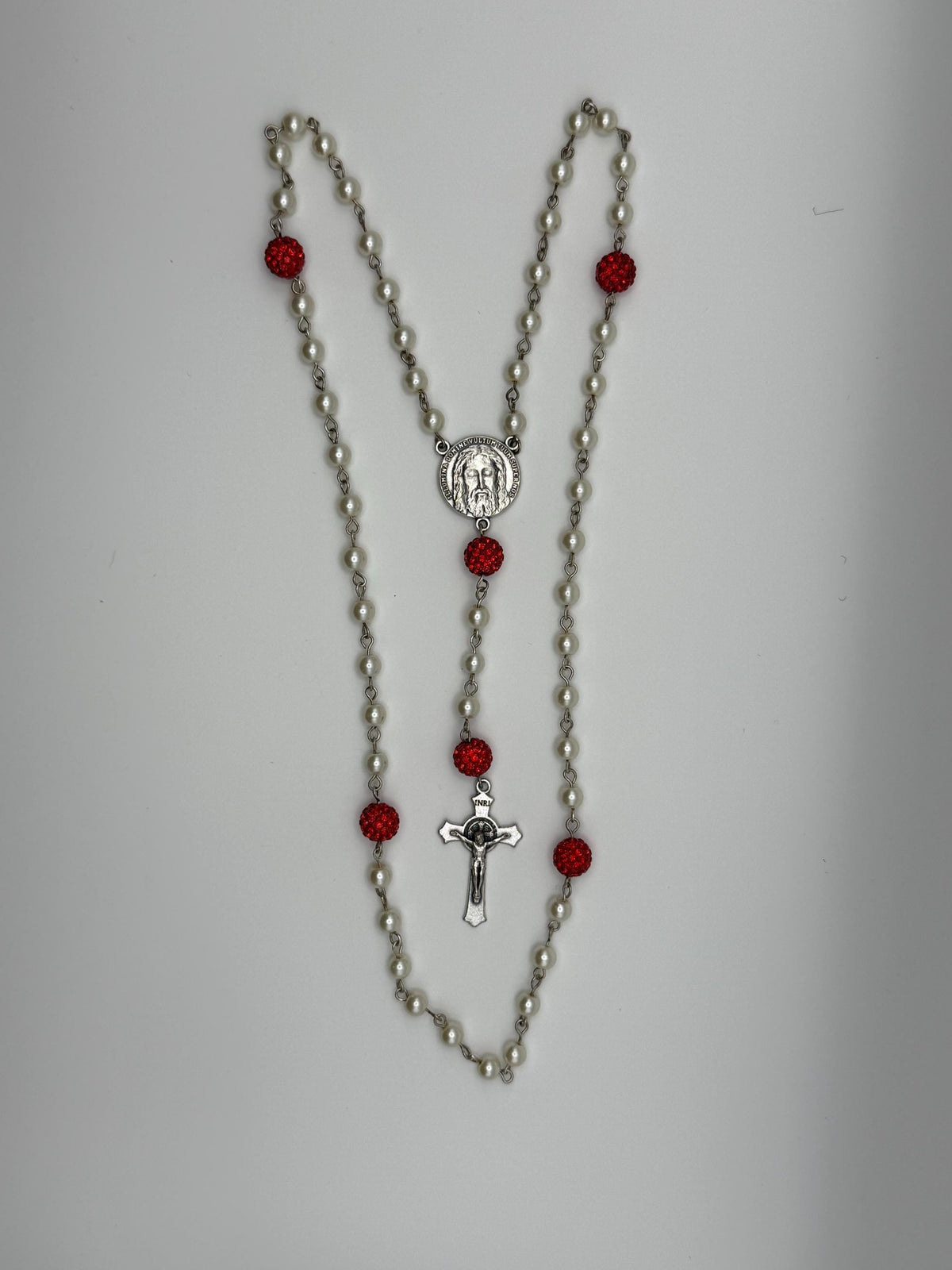 Holy Face Pearl Rosary alternate view