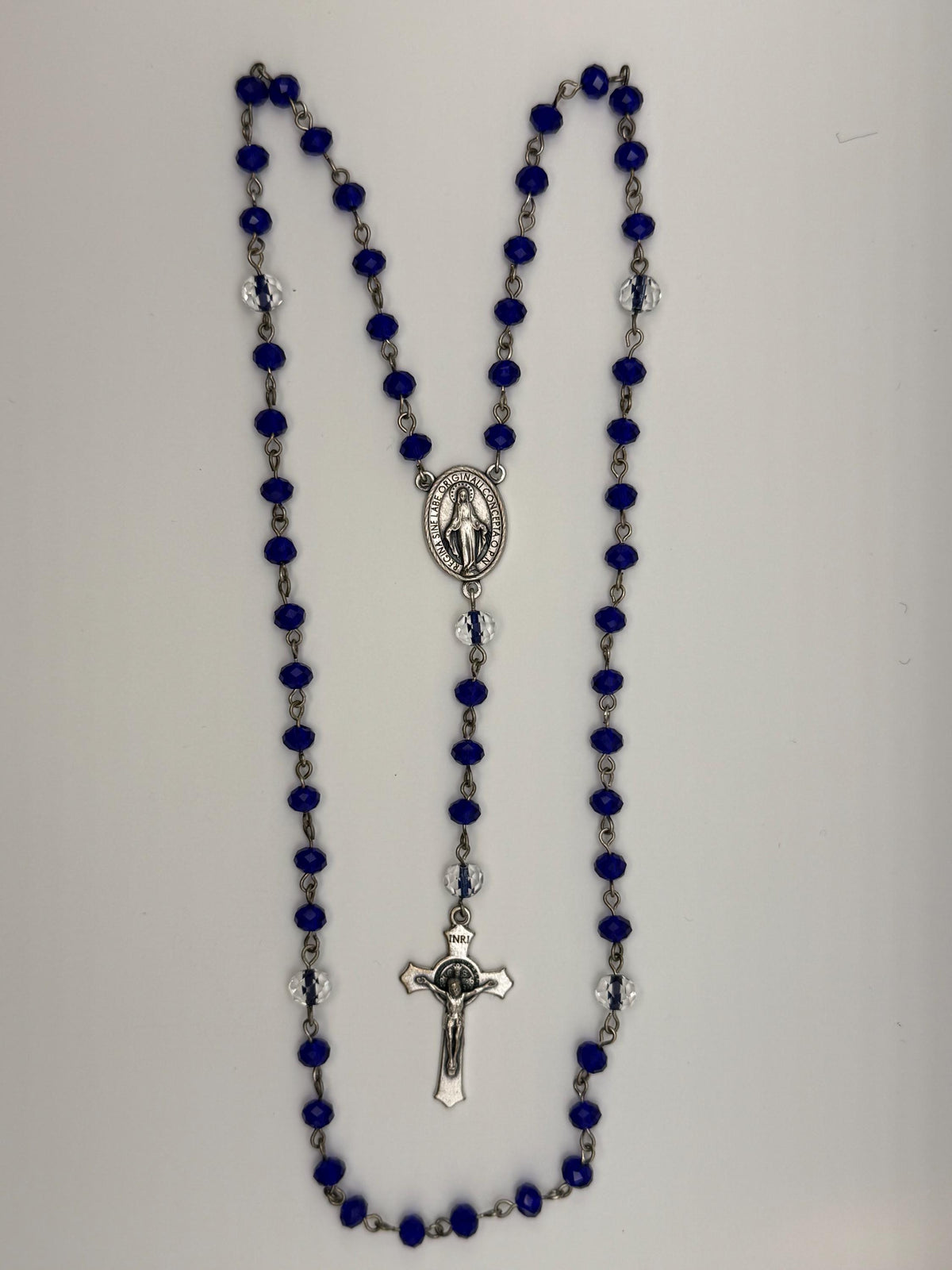 Deep Blue Crystal Miraculous Medal Rosary alternate view