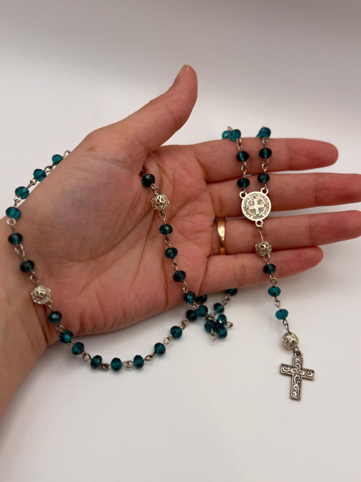 Teal Crystal St. Benedict Rosary