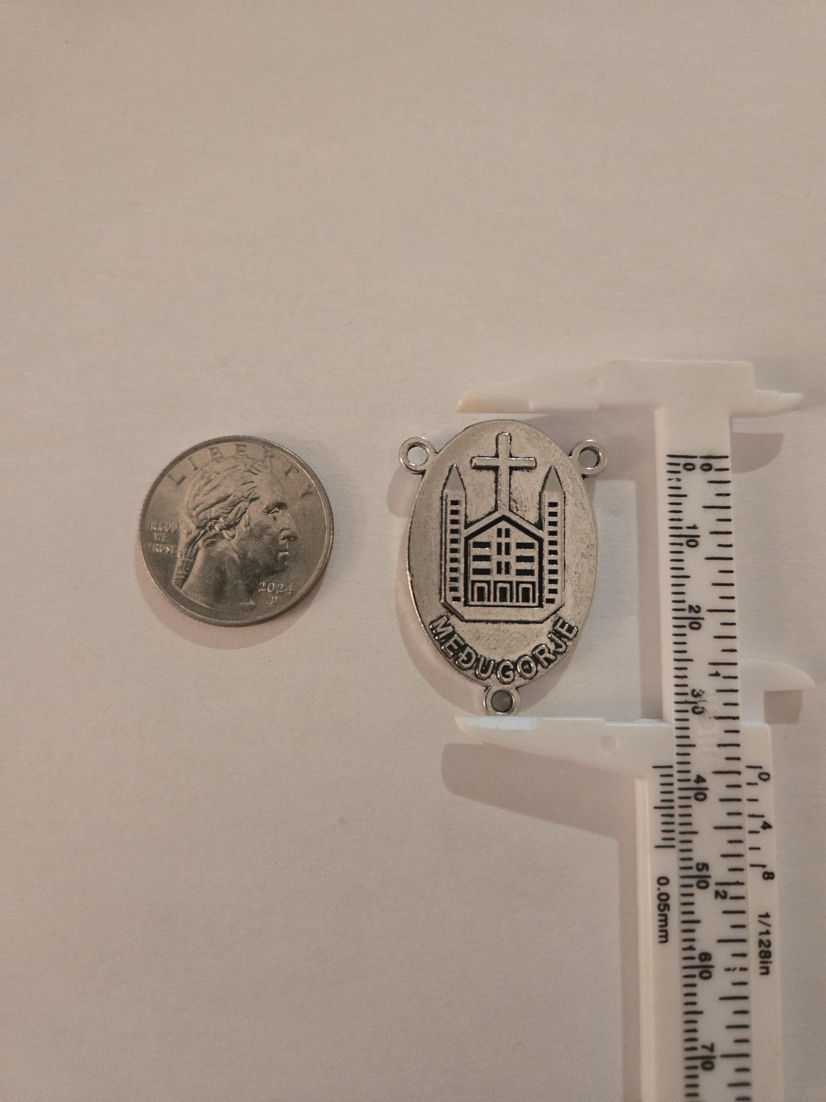 Large Medjugorje rosary centerpiece alternate view