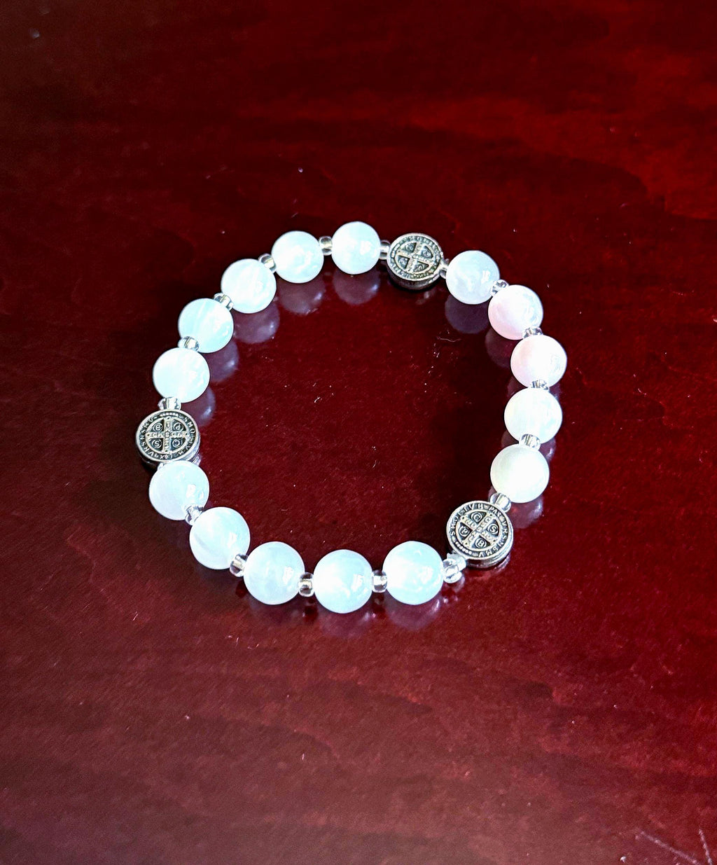 St. Benedict color-changing bracelet sunlight view