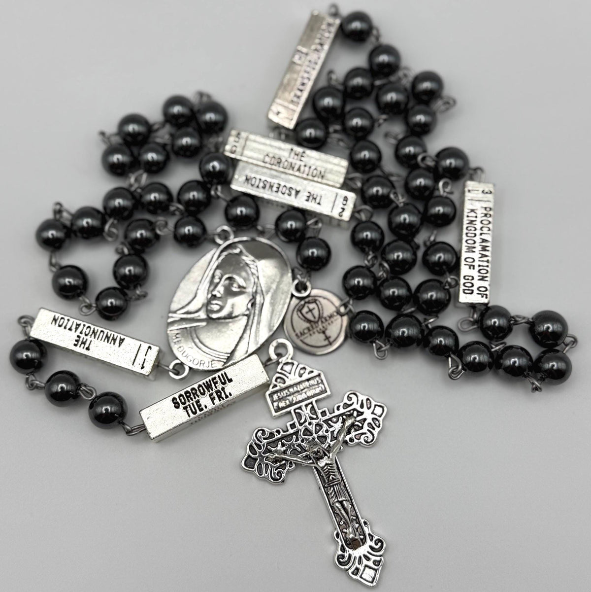 Guided Mysteries Black Hematite Rosary inspired by Medjugorje