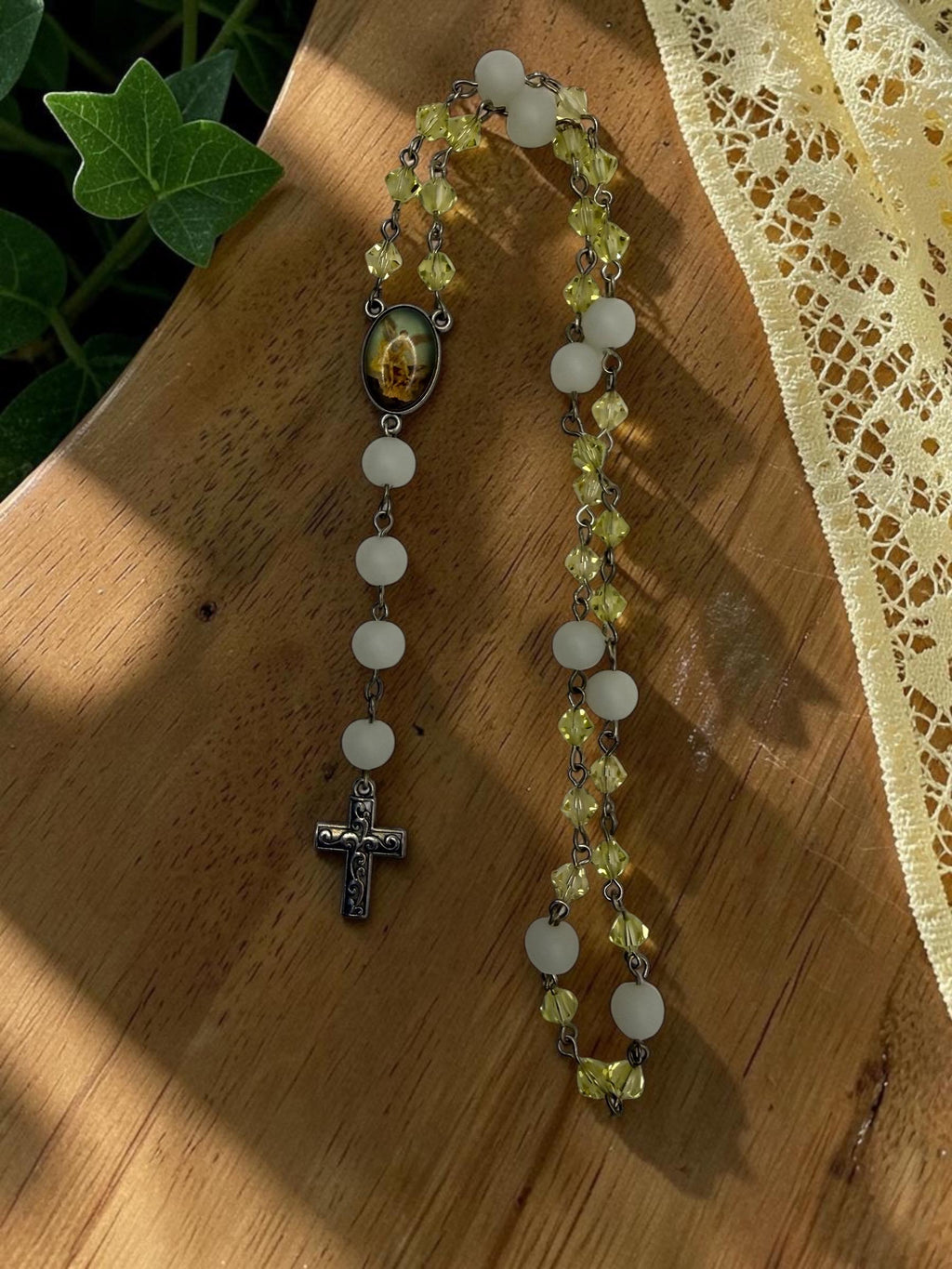 St. Michael golden crystal chaplet alternate view