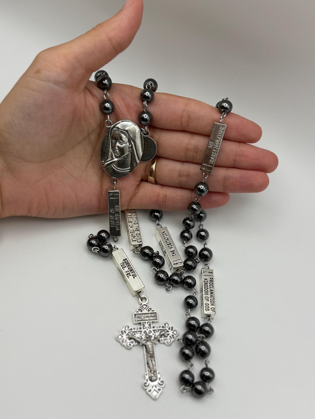 Guided Mysteries Black Hematite Rosary additional view