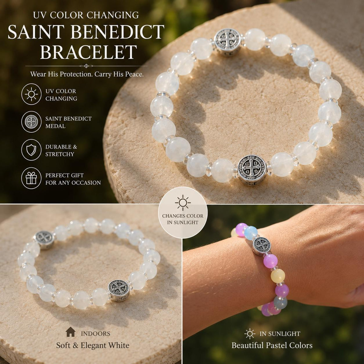 St. Benedict color-changing bracelet alternate view