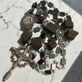 Pyrite Hematite Rosary with Crown of Thorns crucifix and Our Lady medal