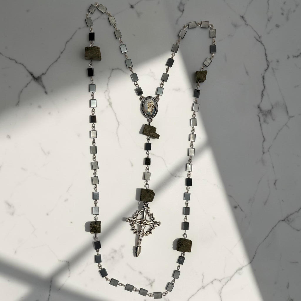 Pyrite Hematite Rosary alternate view