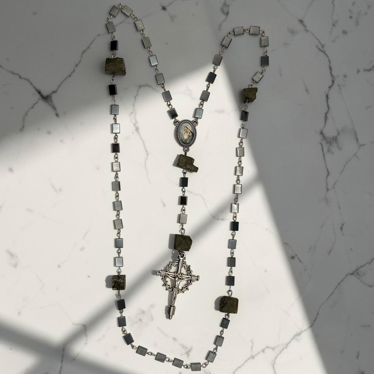 Pyrite Hematite Rosary alternate view