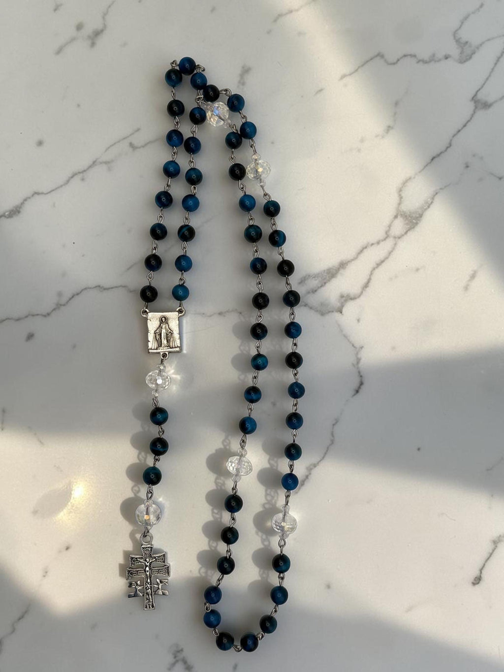 Blue Tiger Eye Rosary alternate view