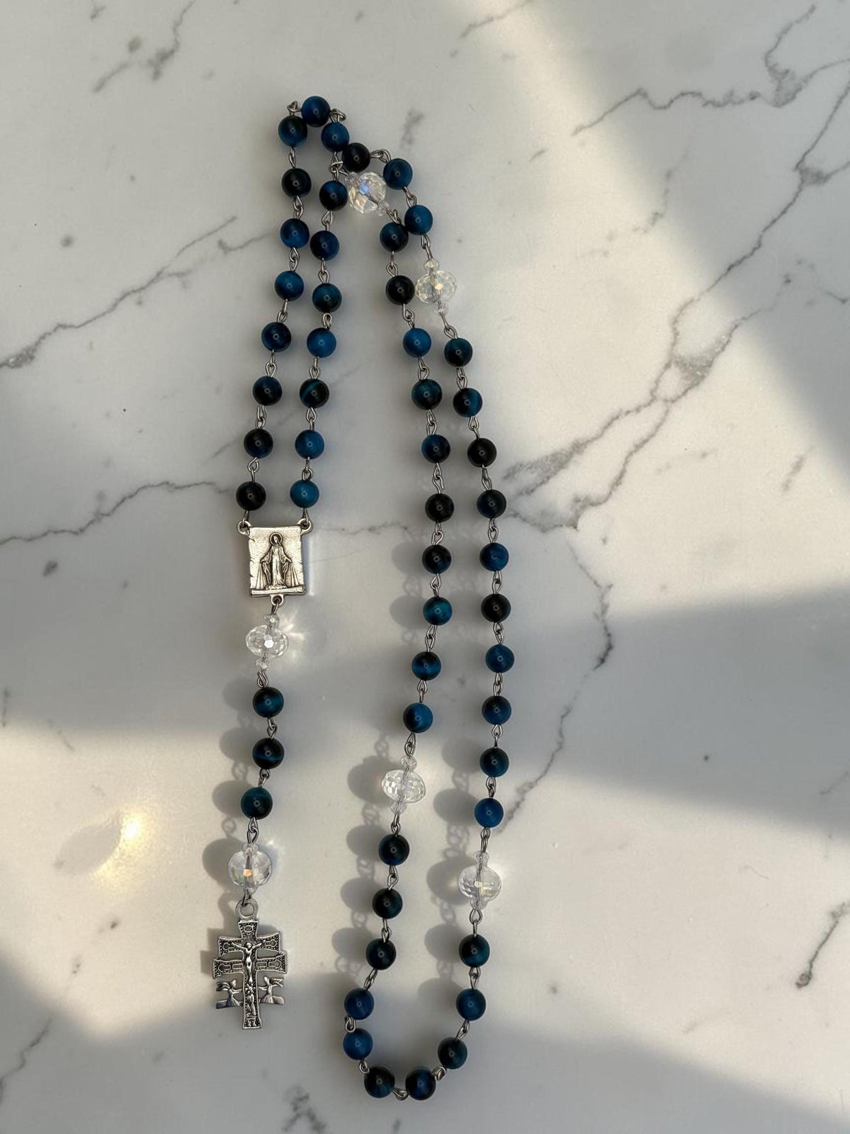 Blue Tiger Eye Rosary alternate view