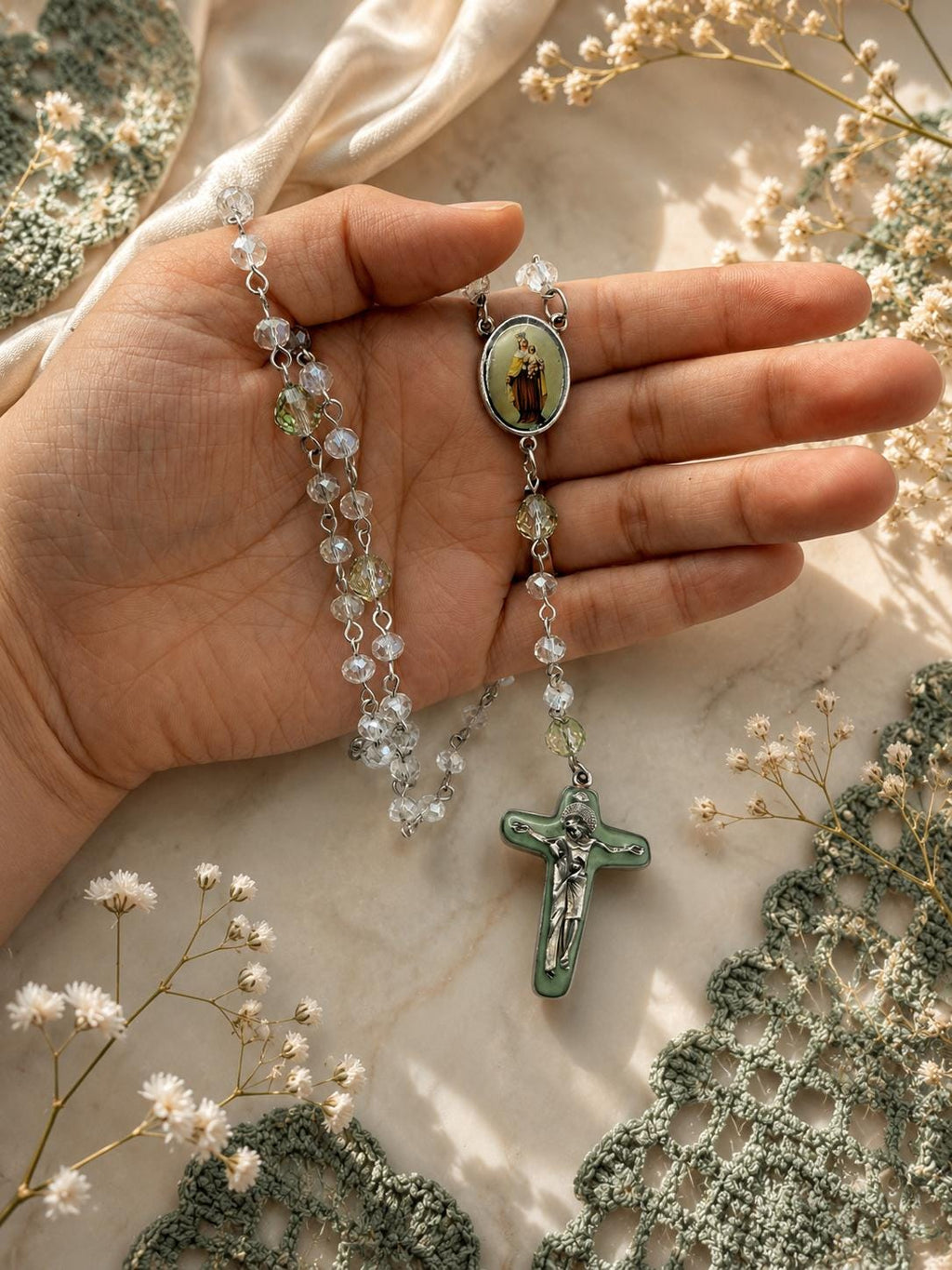 Sage Crystal Marian Rosary alternate view