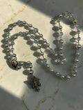 St. Joseph Rosary with silver and clear crackle glass and Pardon Crucifix