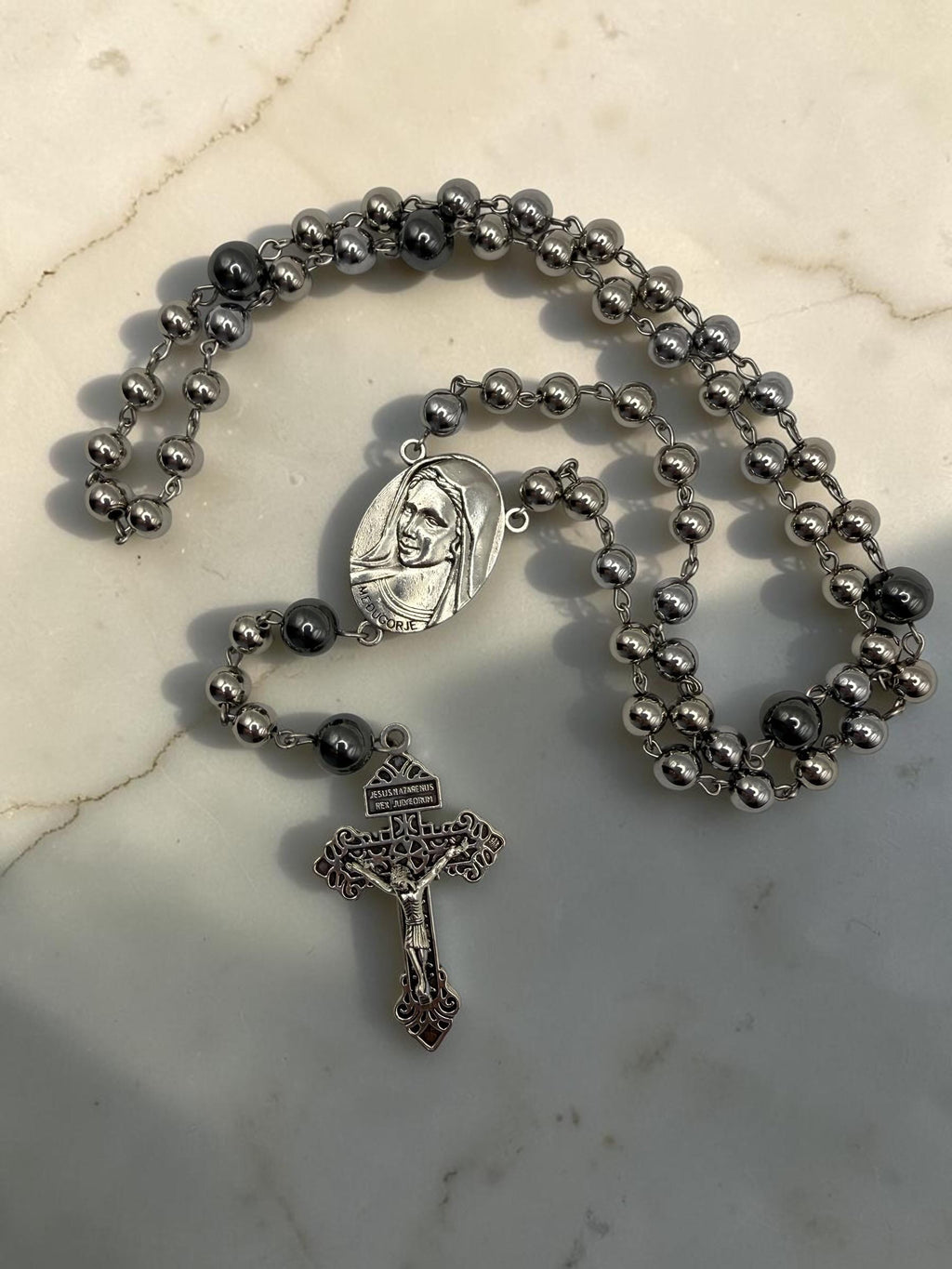 Medjugorje rosary ornate crucifix detail