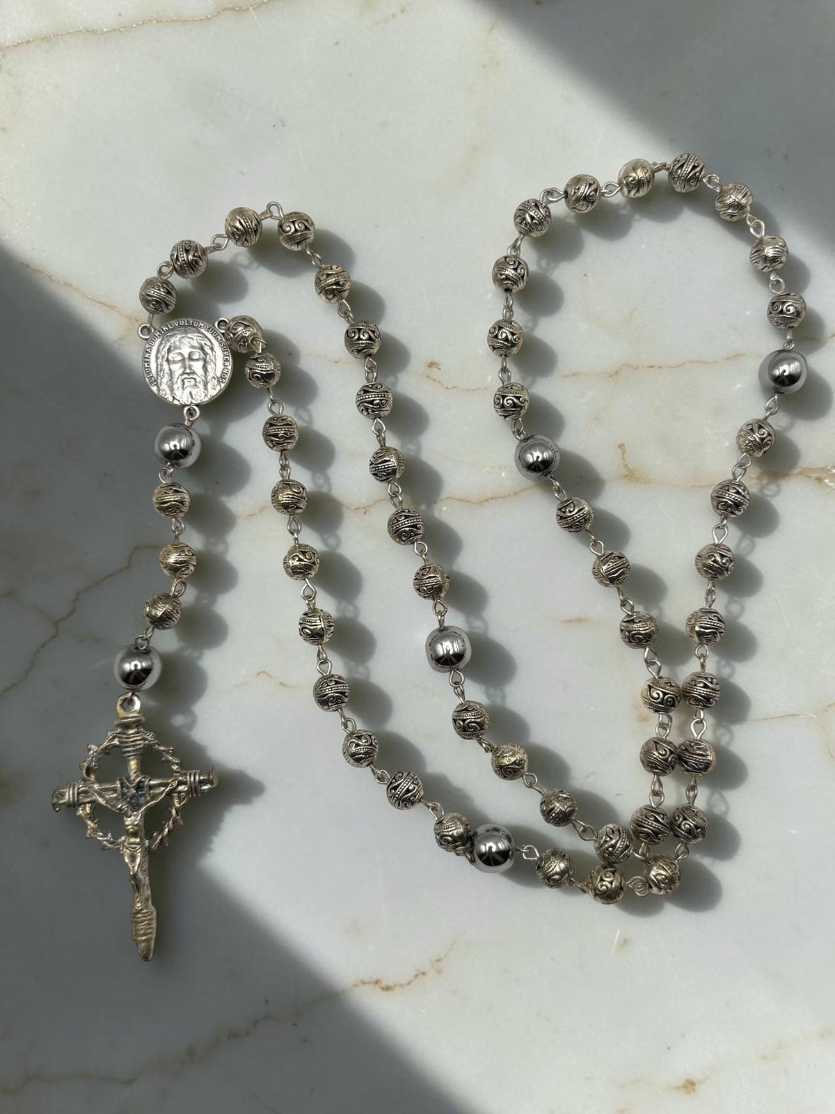 Crown of Thorns crucifix detail on Holy Face Rosary
