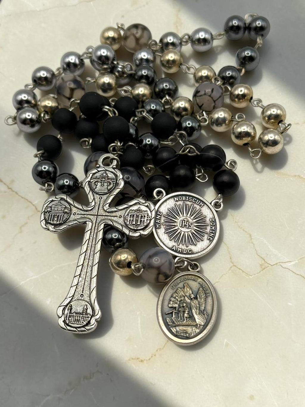 Holy Face Black Onyx Rosary alternate view
